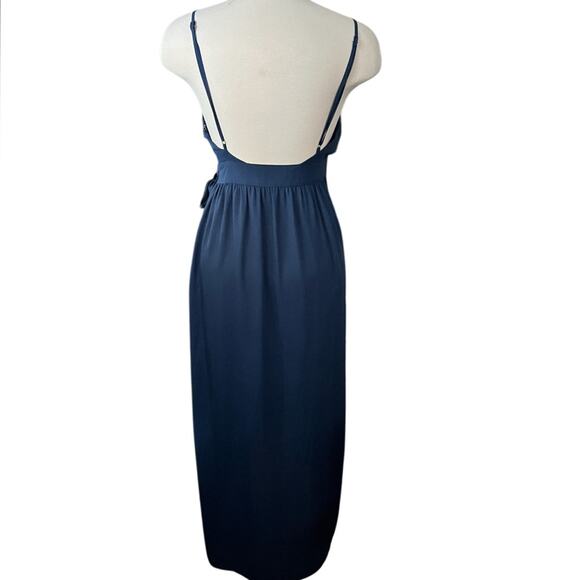 Olive + Oak Wrap Hi Low Dress Blue Size Medium NWOT - Picture 8 of 11